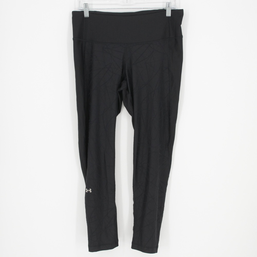 Under Armour‎ Women's Black HeatGear Tonal Graphic Cropped Leggings Size L